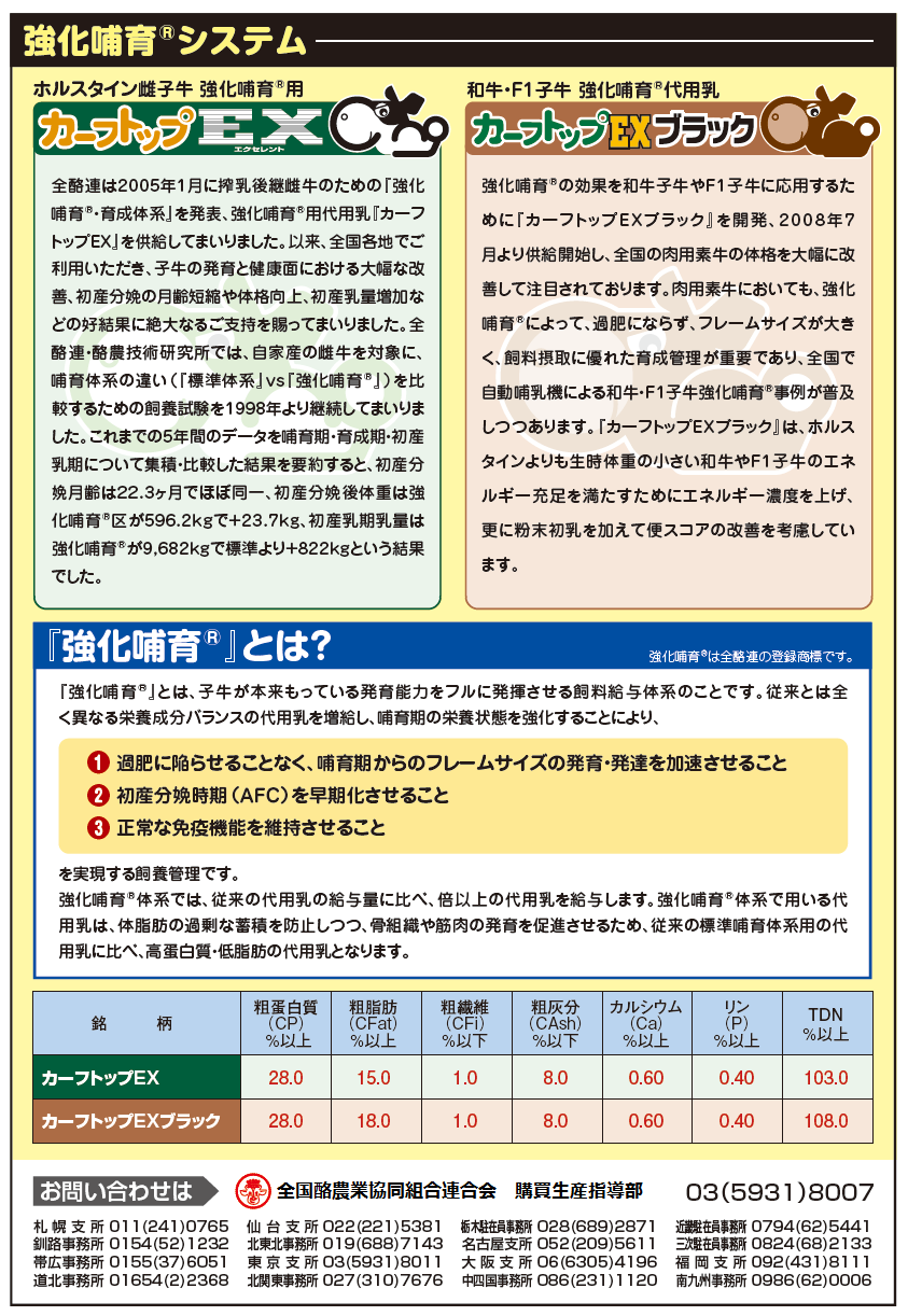 強化哺育・育成体系